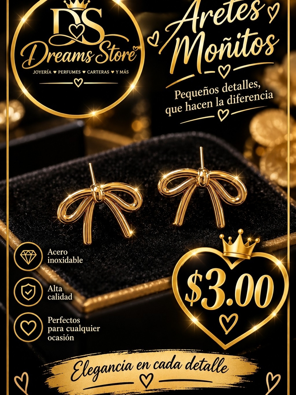 Gold Bow Stud Earrings - Elegant Bow Knot Earrings in Gold